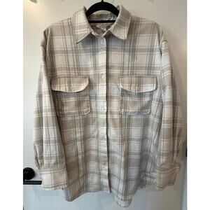 H&M Oversized Shacket White Plaid Size Medium